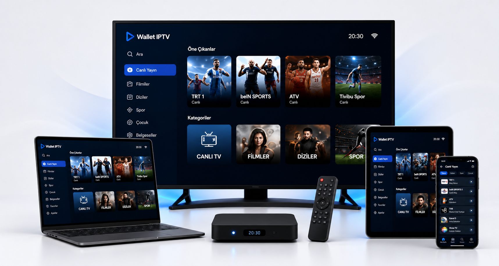 Wallet IPTV uyumlu Smart TV, Android, iOS, Windows ve TV Box cihazları